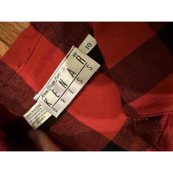 Vintage w/ tags Ann Tjian for Kenar Buffalo Plaid Midi Shirt Dress Size 10 - Picture 5 of 9